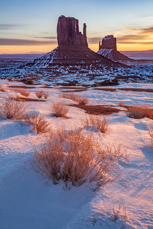 Monument Valley snow sunrise